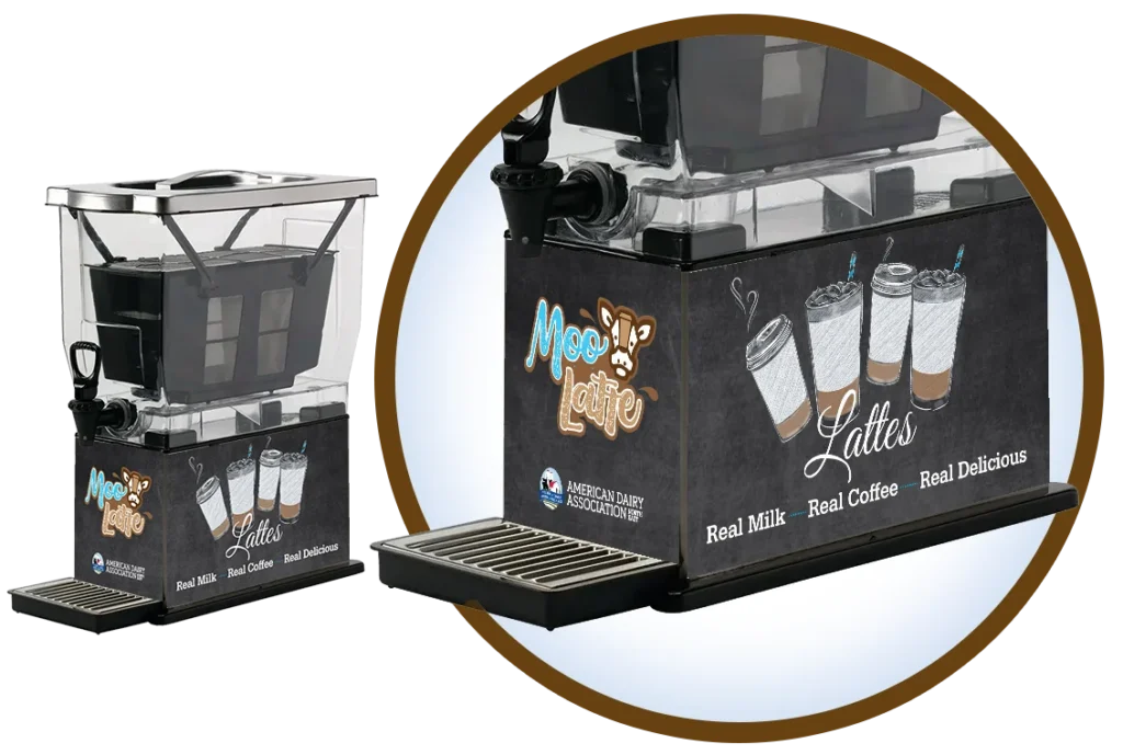 graphic showing Latte Machine and latte graphiuc wraps